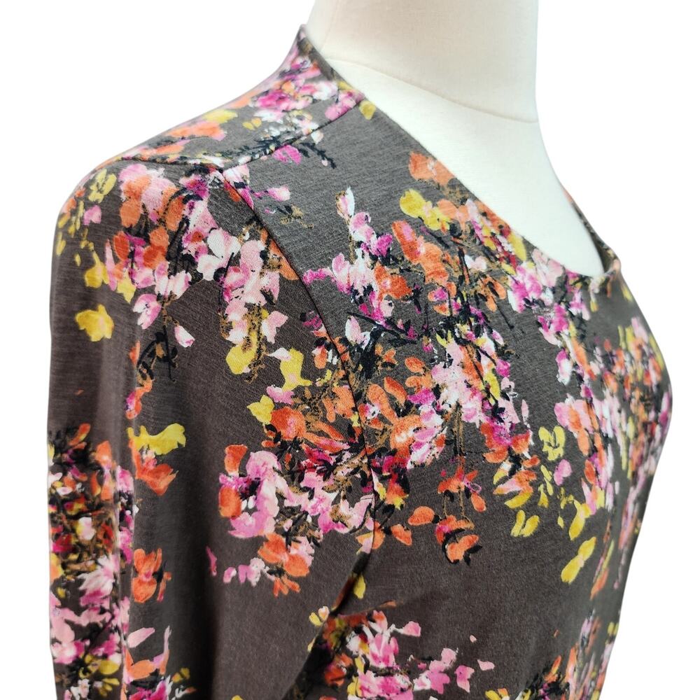 J. Jill Tunic Blouse Women's LARGE Petite Layered Brown Floral Top Career Casual - Picture 5 of 15